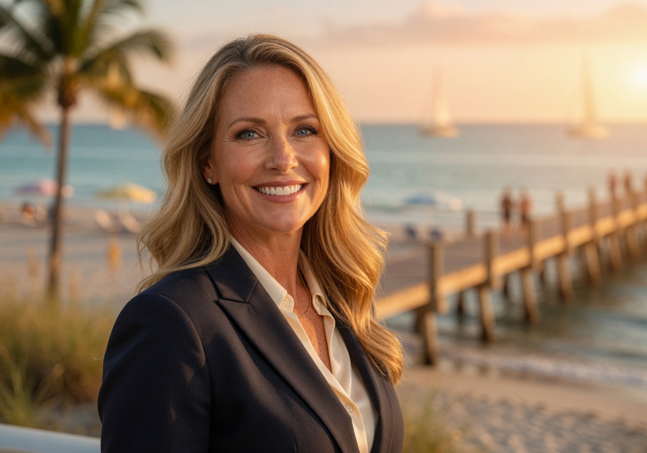 Deborah Vance, smiling REALTOR on the Seacoast Drive pier in Imperial Beach
