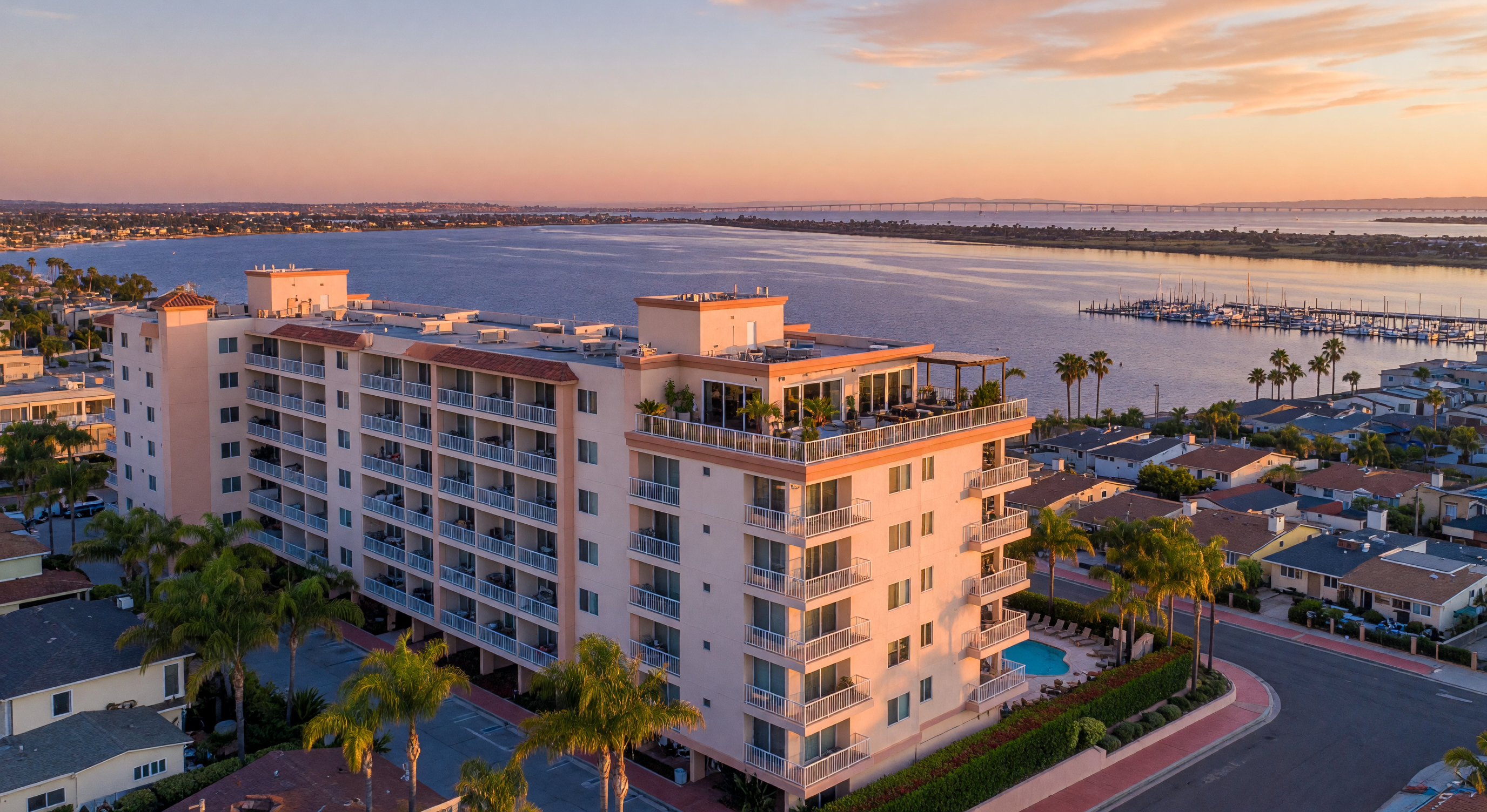 Imperial Beach waterfront promenade with palm trees and ocean views