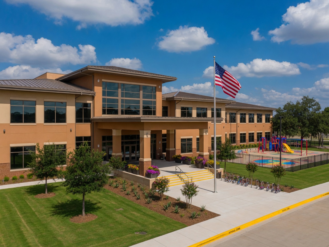Aerial view of a master-planned community in Denton County, North Texas