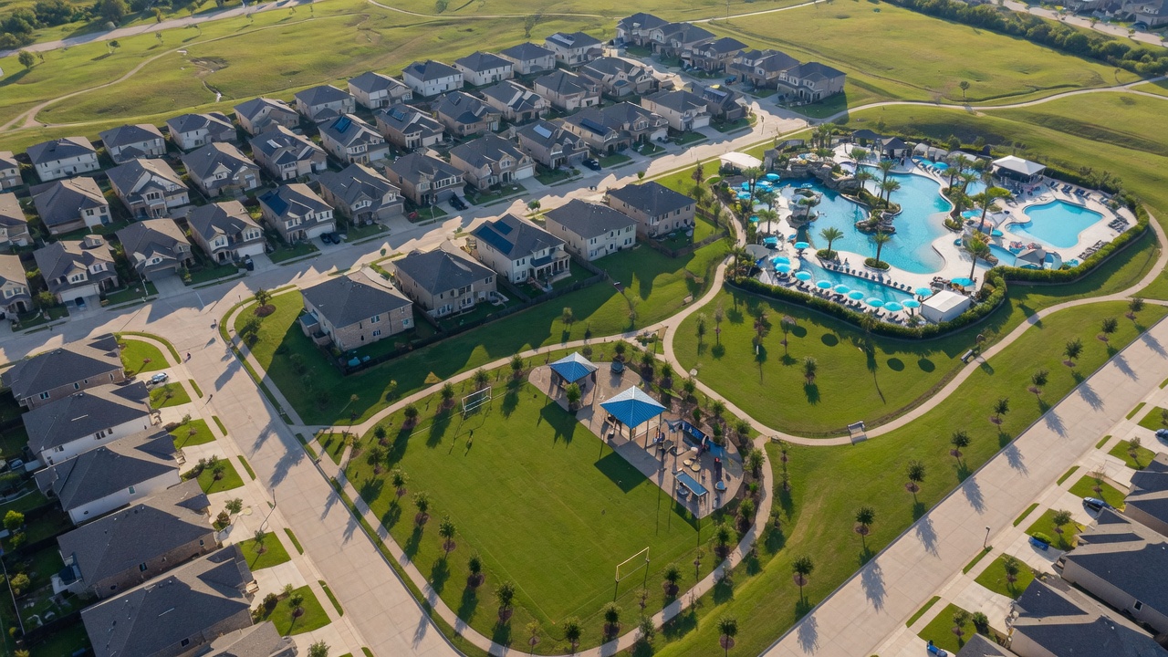 Aerial view of The Ridge at Northlake master-planned community in Argyle, Texas