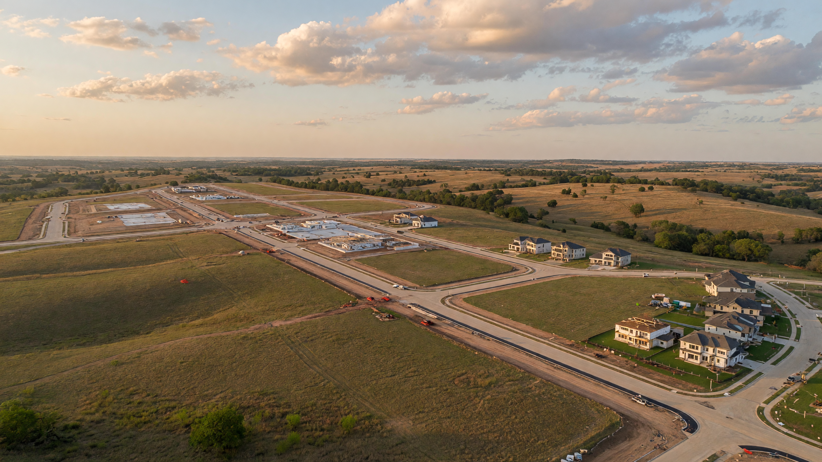 Aerial view of the Furst Ranch master-planned community development in Flower Mound, Texas