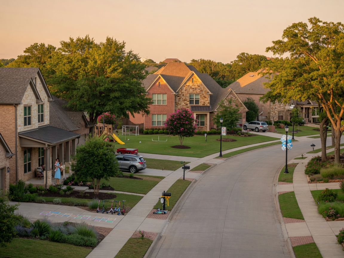 Suburban neighborhood in Argyle, North Texas