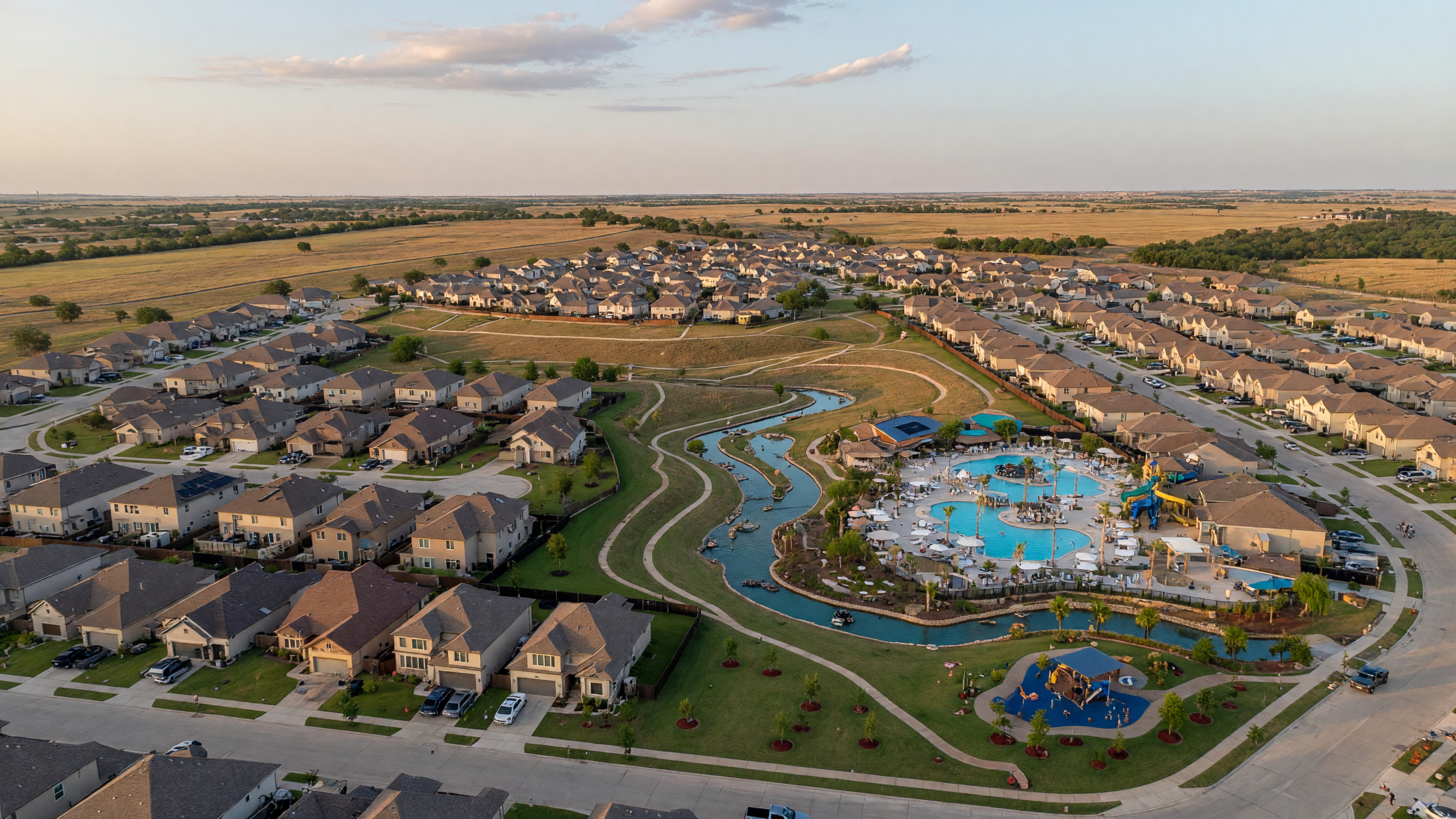 Modern new construction home exterior at Wildflower Ranch in Justin, Texas