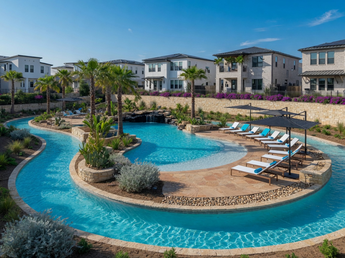 Aerial view of Wildflower Ranch master-planned community in Justin, Texas showing homes, trails, and resort-style amenities