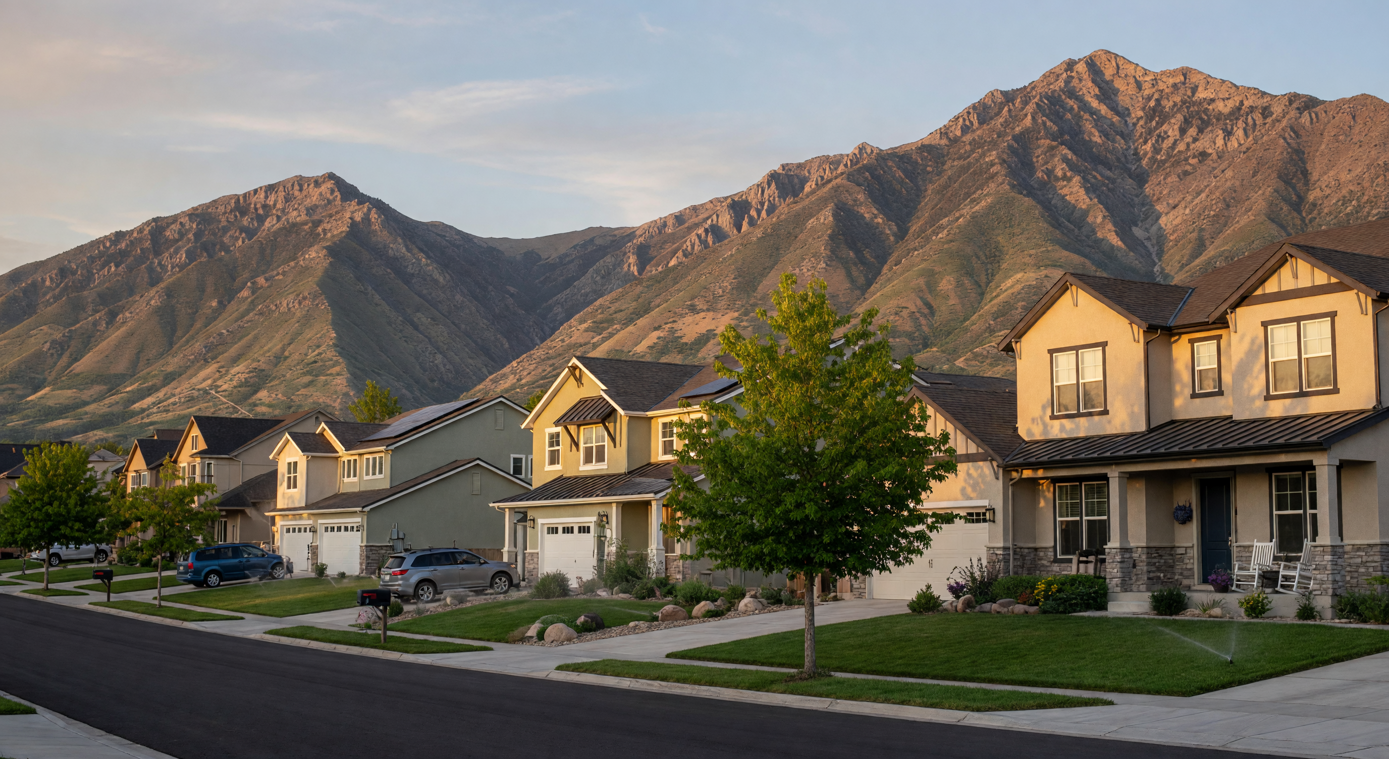 Herriman Utah suburban community with Oquirrh Mountain backdrop