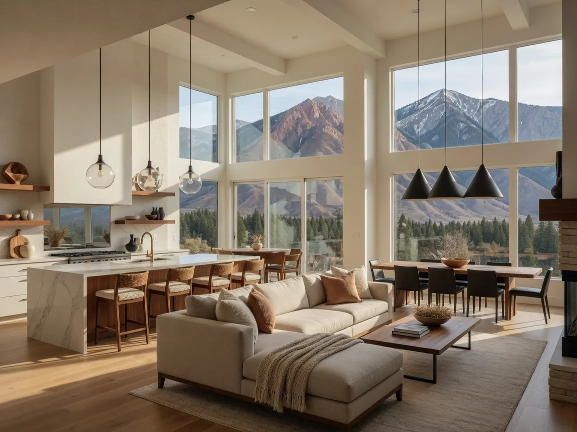 Newly completed homes in a master-planned community along Utah's Wasatch Front with mountain backdrop