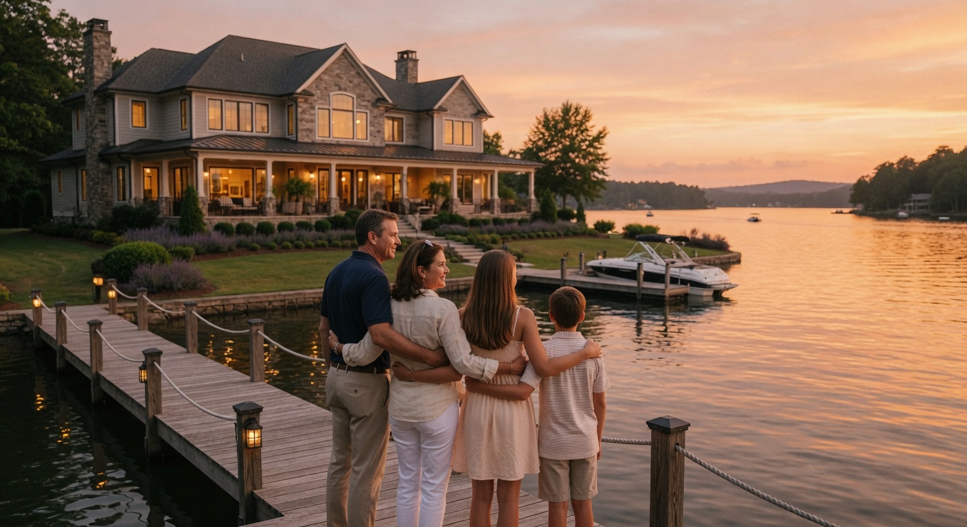 Family enjoying Lake Norman waterfront living