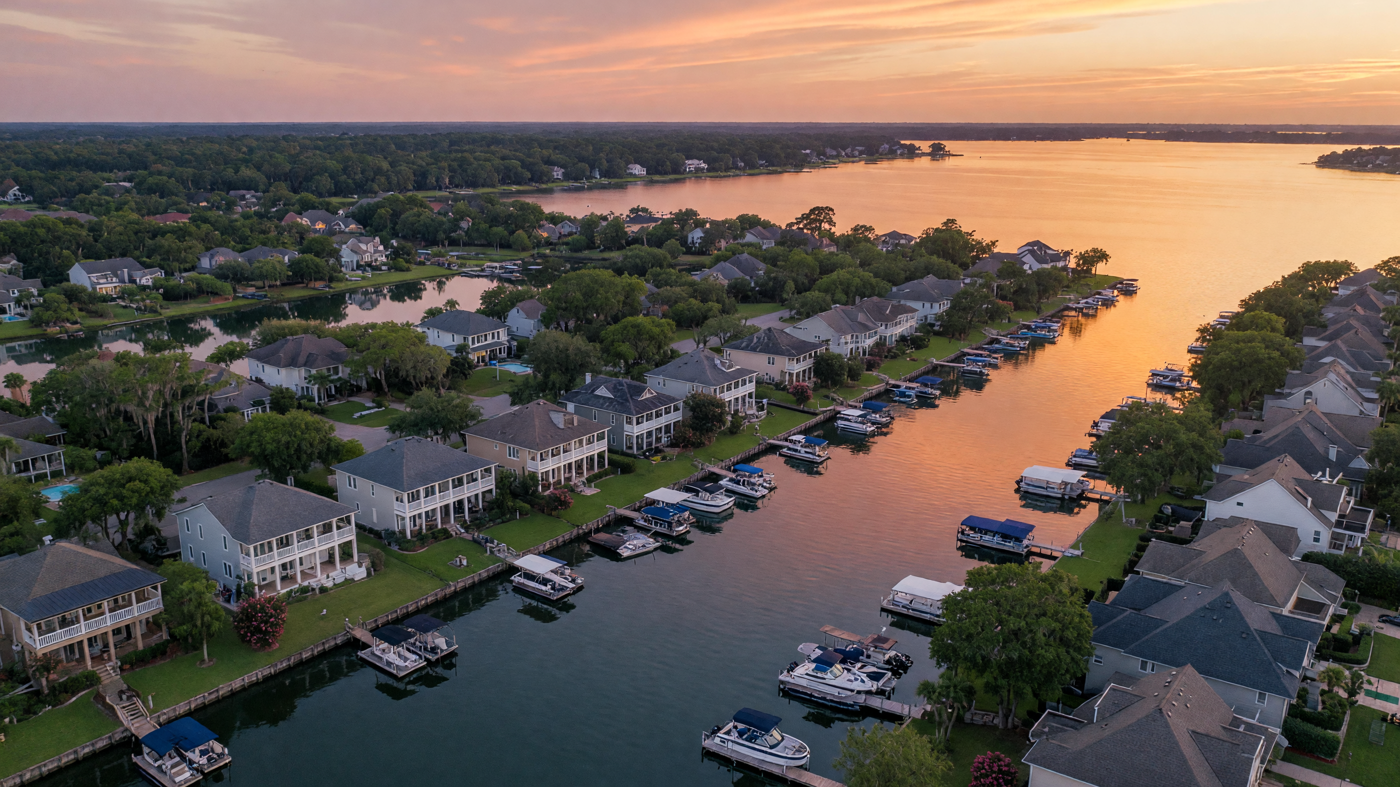 Aerial view of Sherrills Ford NC deep water waterfront community on Lake Norman