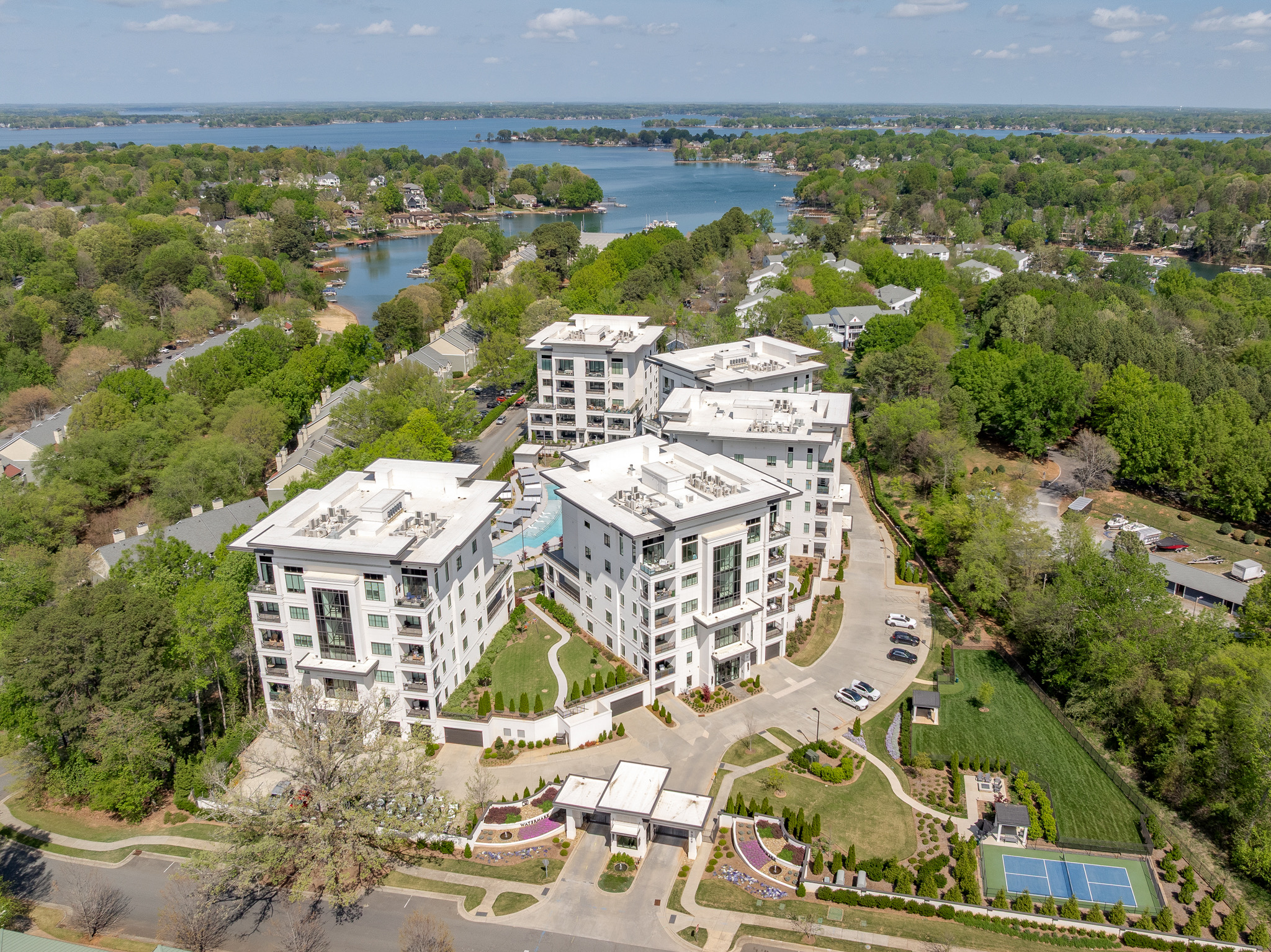 Aerial view of the Watermark complex with Lake Norman visible in the background