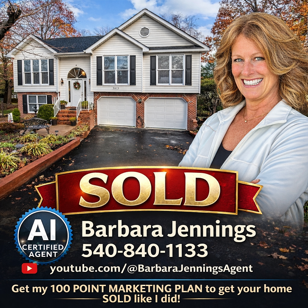 Barbara Jennings standing next to a sold suburban home — short sale and foreclosure prevention solutions for Fredericksburg VA homeowners