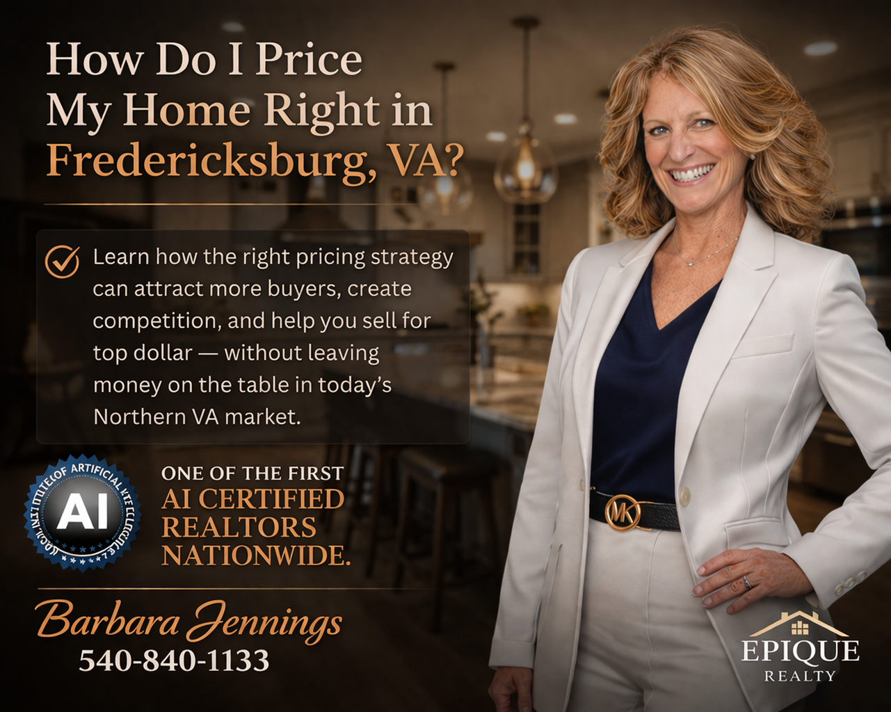 Barbara Jennings home pricing strategy and valuation for Fredericksburg VA