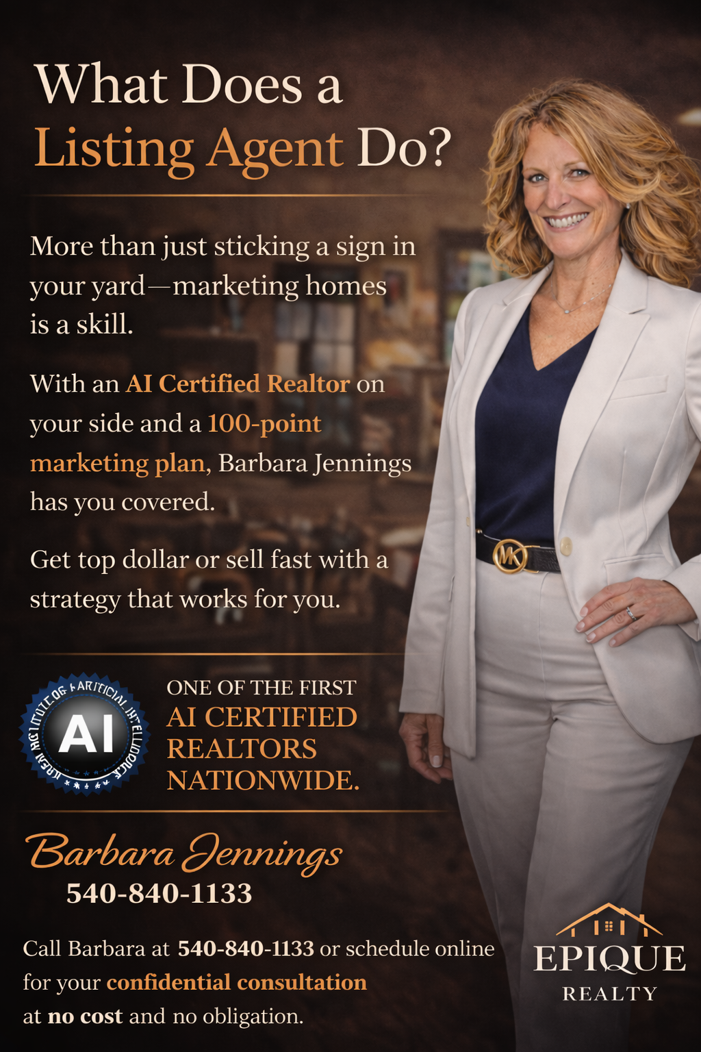 Barbara Jennings personalized real estate listing services for Fredericksburg VA