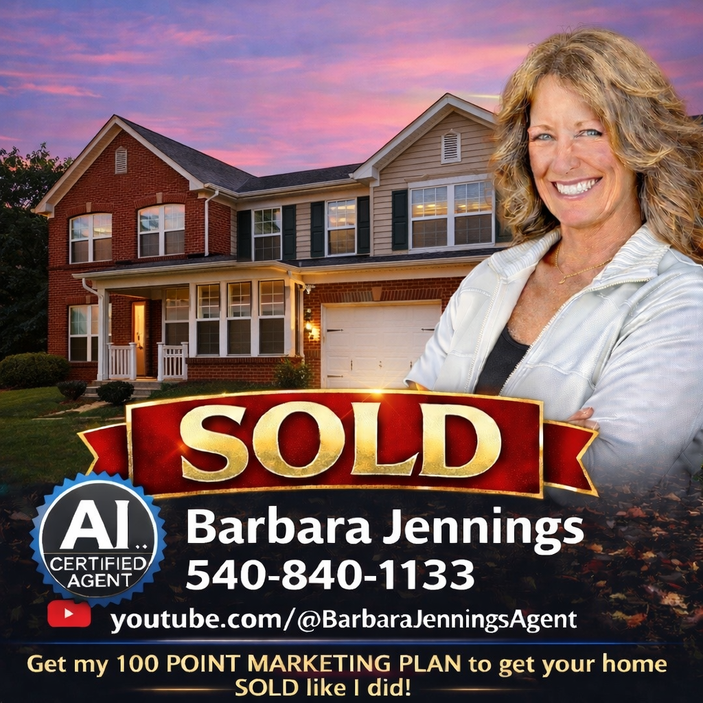 Barbara Jennings contact information and SOLD banner serving Northern Virginia