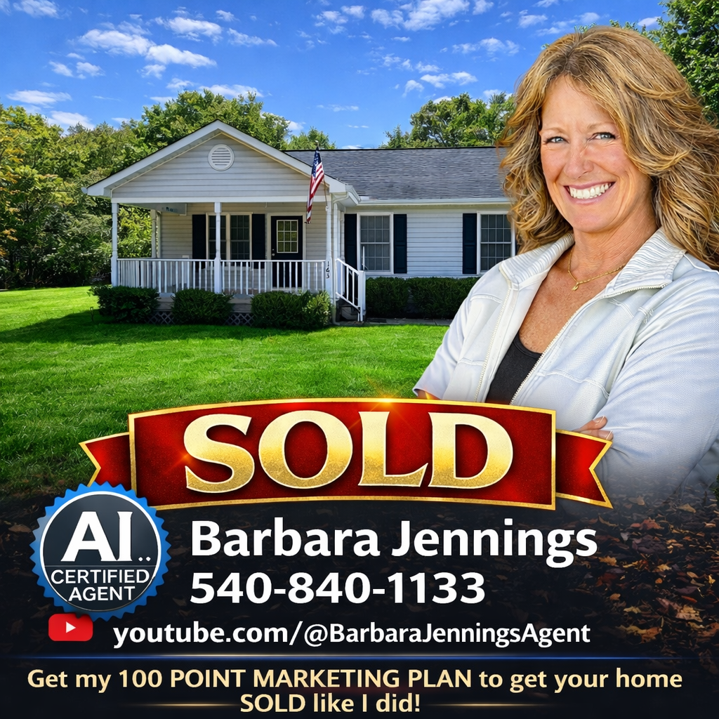 Barbara Jennings next to a Virginia home with a SOLD banner, a sign that buying again after a short sale is possible