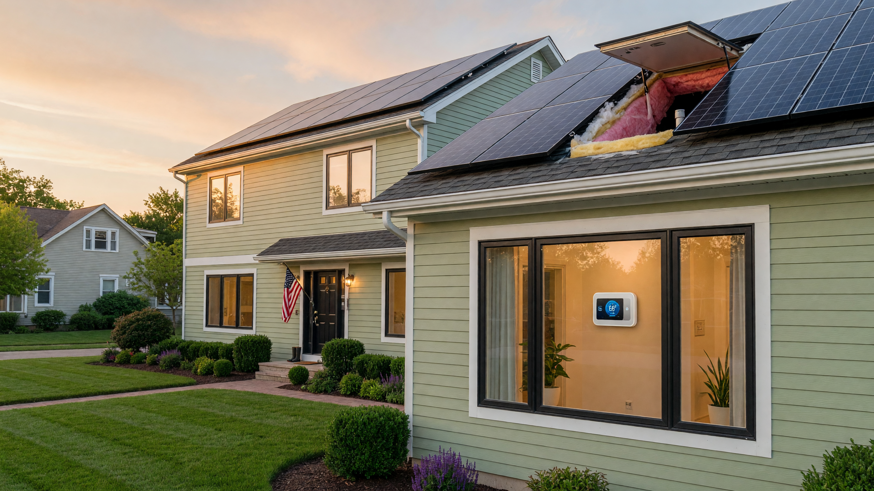 A well-maintained Midwestern home with energy-efficient features including new windows and smart home technology