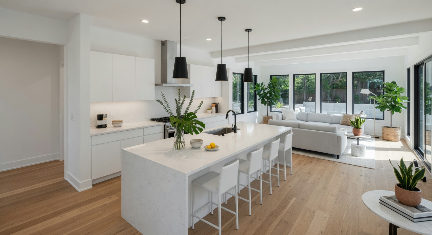 New construction home in a Mid-Michigan neighborhood with modern craftsman architecture