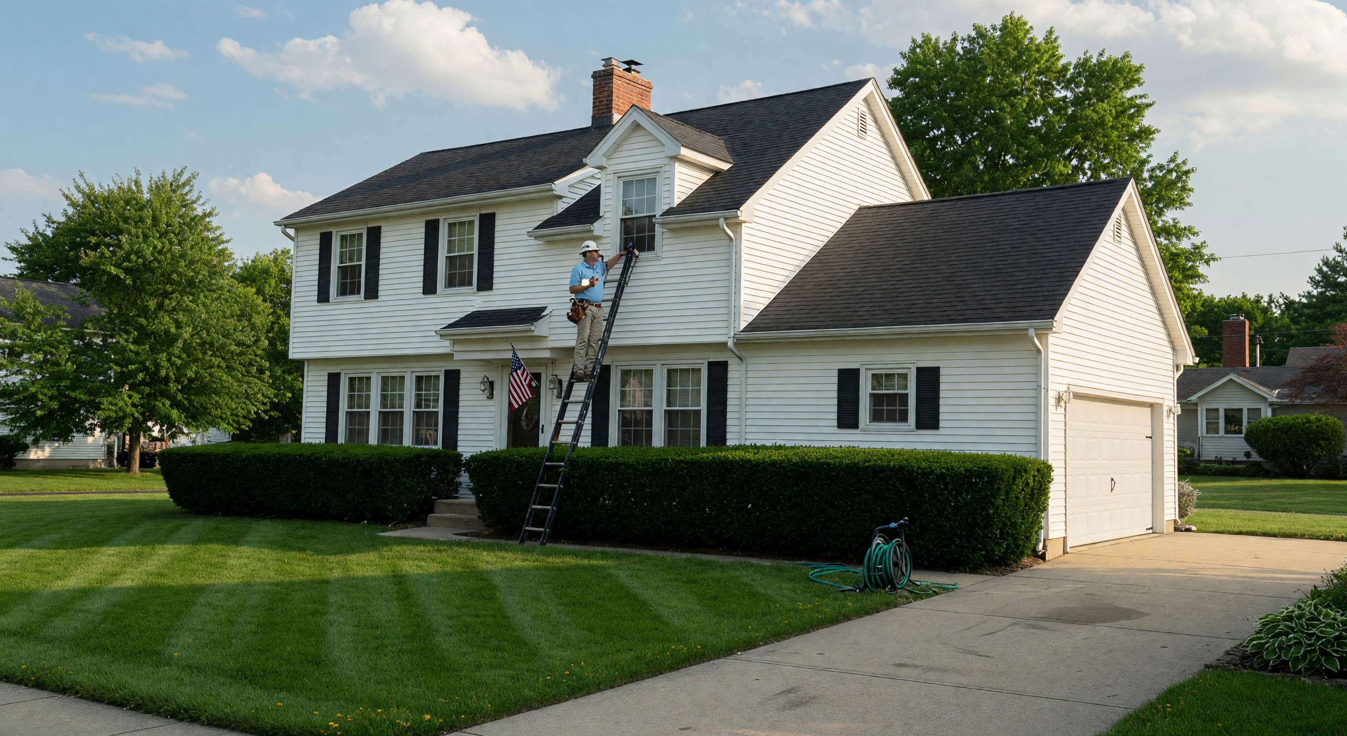 Mid-Michigan home exterior on a sunny summer day