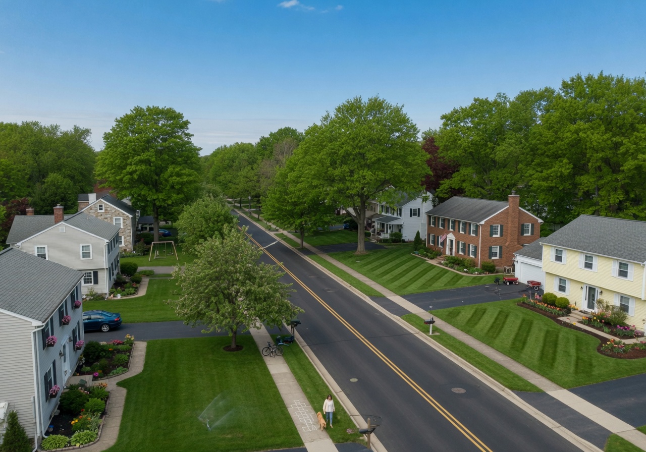 Tree-lined neighborhood in Mid-Michigan
