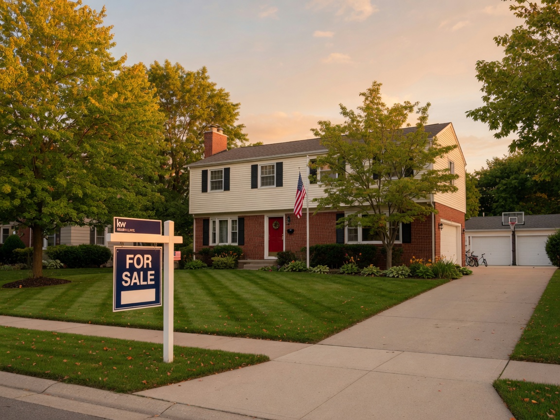 A charming two-story Michigan home on a tree-lined street — the kind of home first-time buyers aspire to purchase