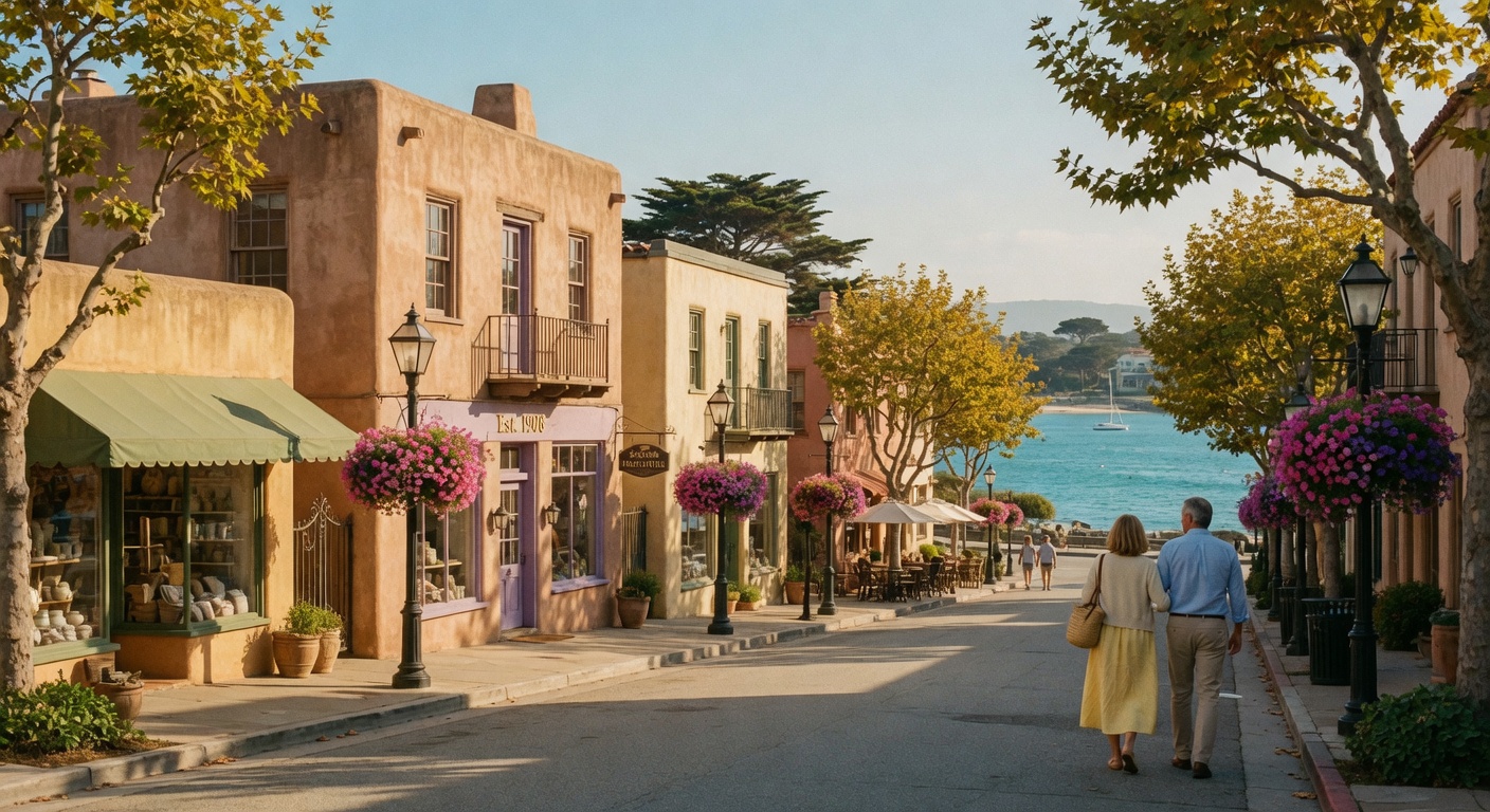 Beautiful Central Coast California residential neighborhood with Mediterranean-style homes