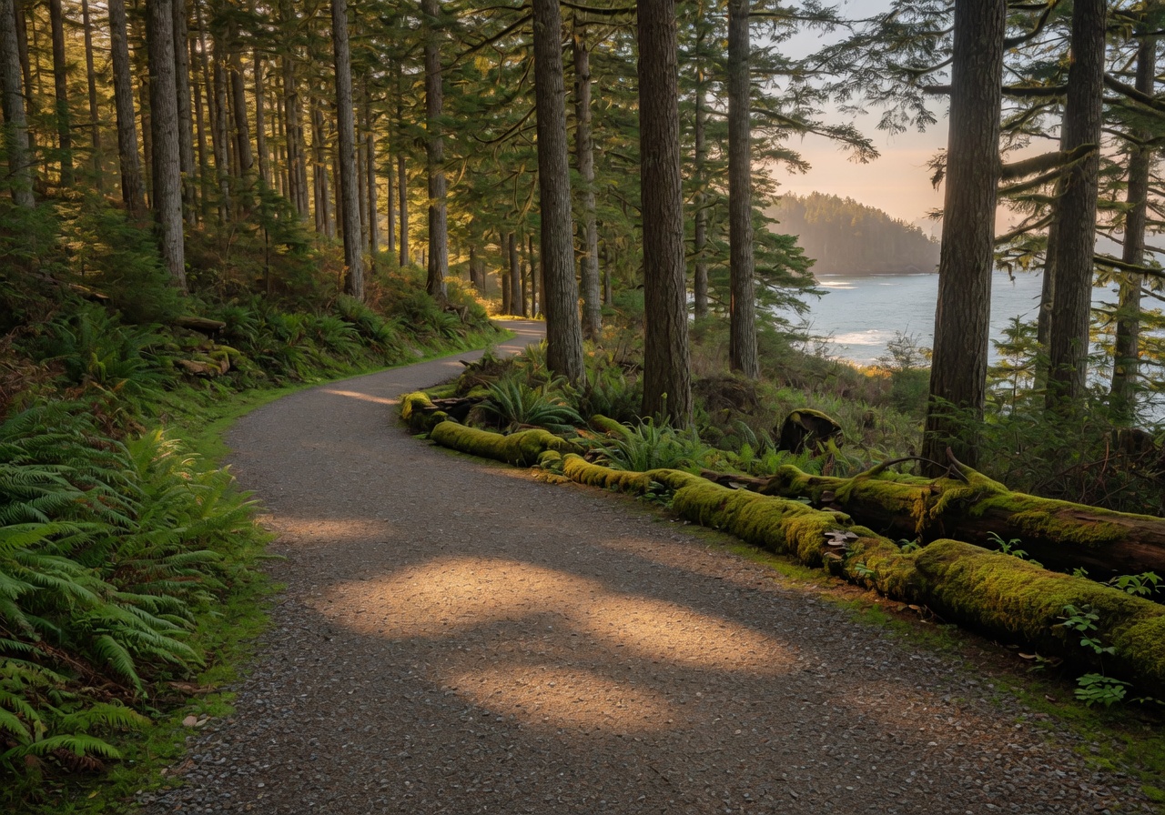 Tree-lined coastal neighbourhood in Cordova Bay with mature forest canopy and ocean views