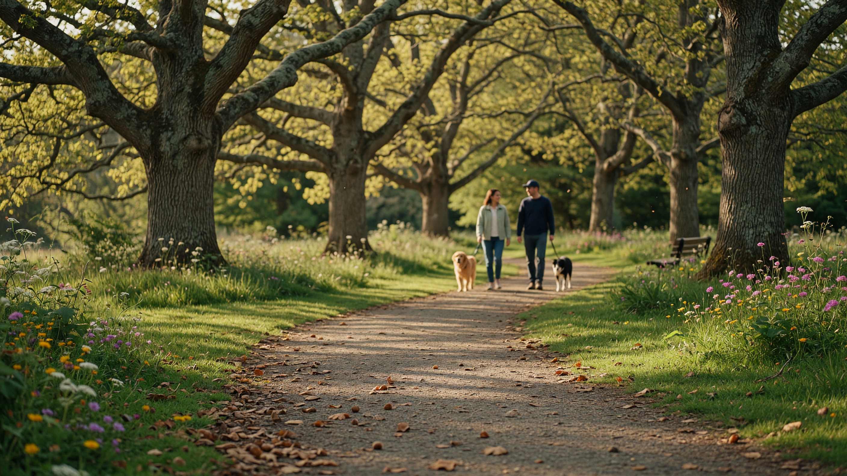 A tree-lined path through Beacon Hill Park in Victoria BC