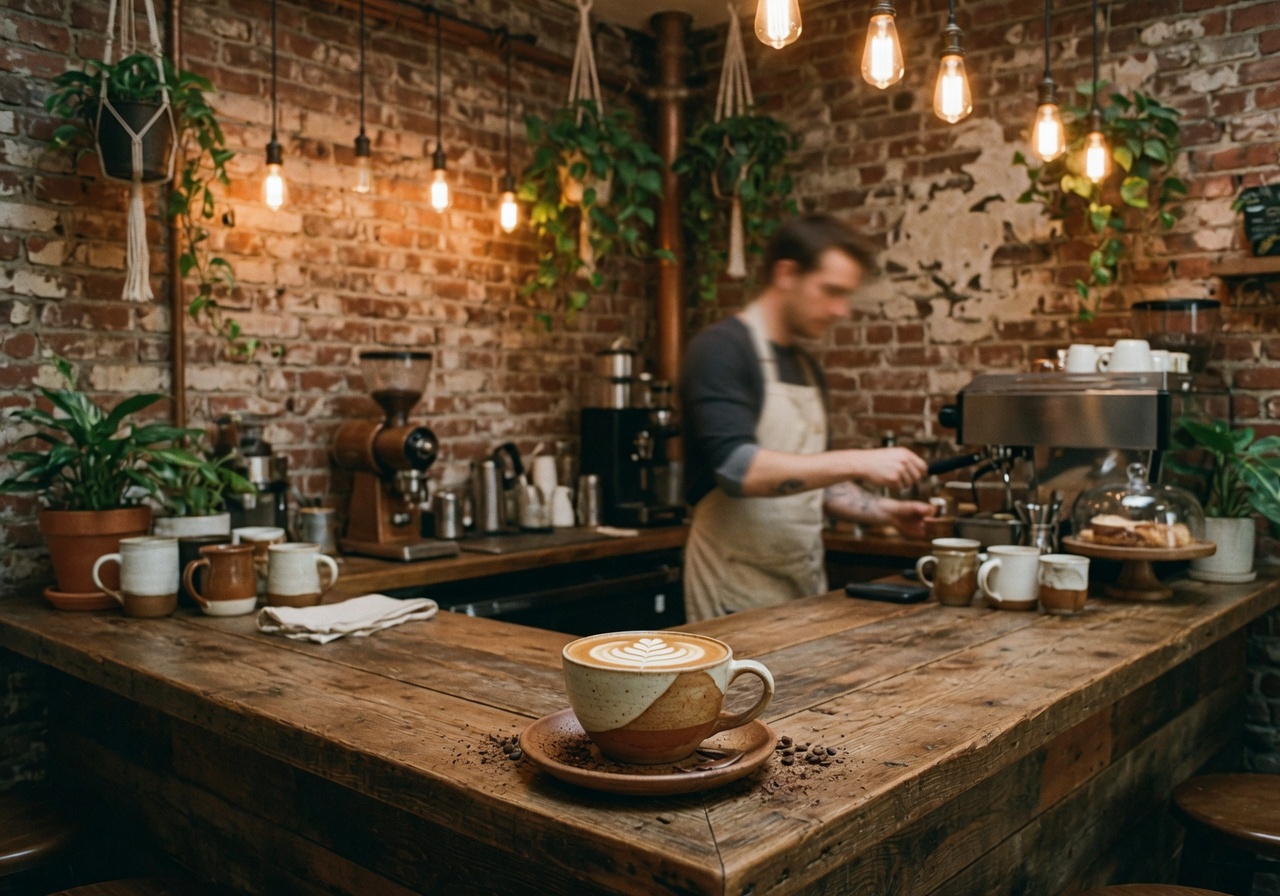 Artisan coffee shop interior in Victoria BC