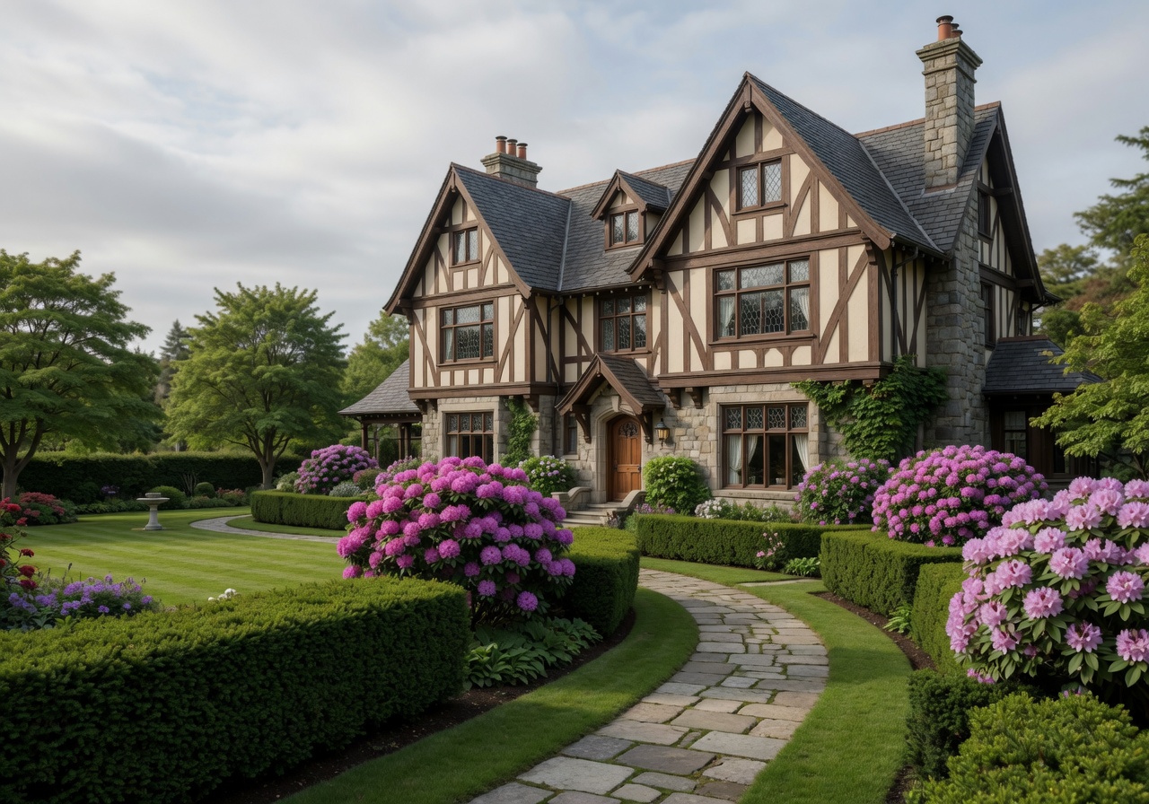 Grand heritage estate home with Tudor-style details and manicured garden in Oak Bay