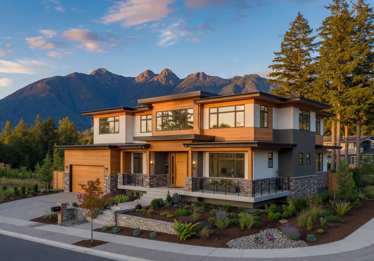 Modern West Coast contemporary family home in a Langford neighbourhood with mountain views
