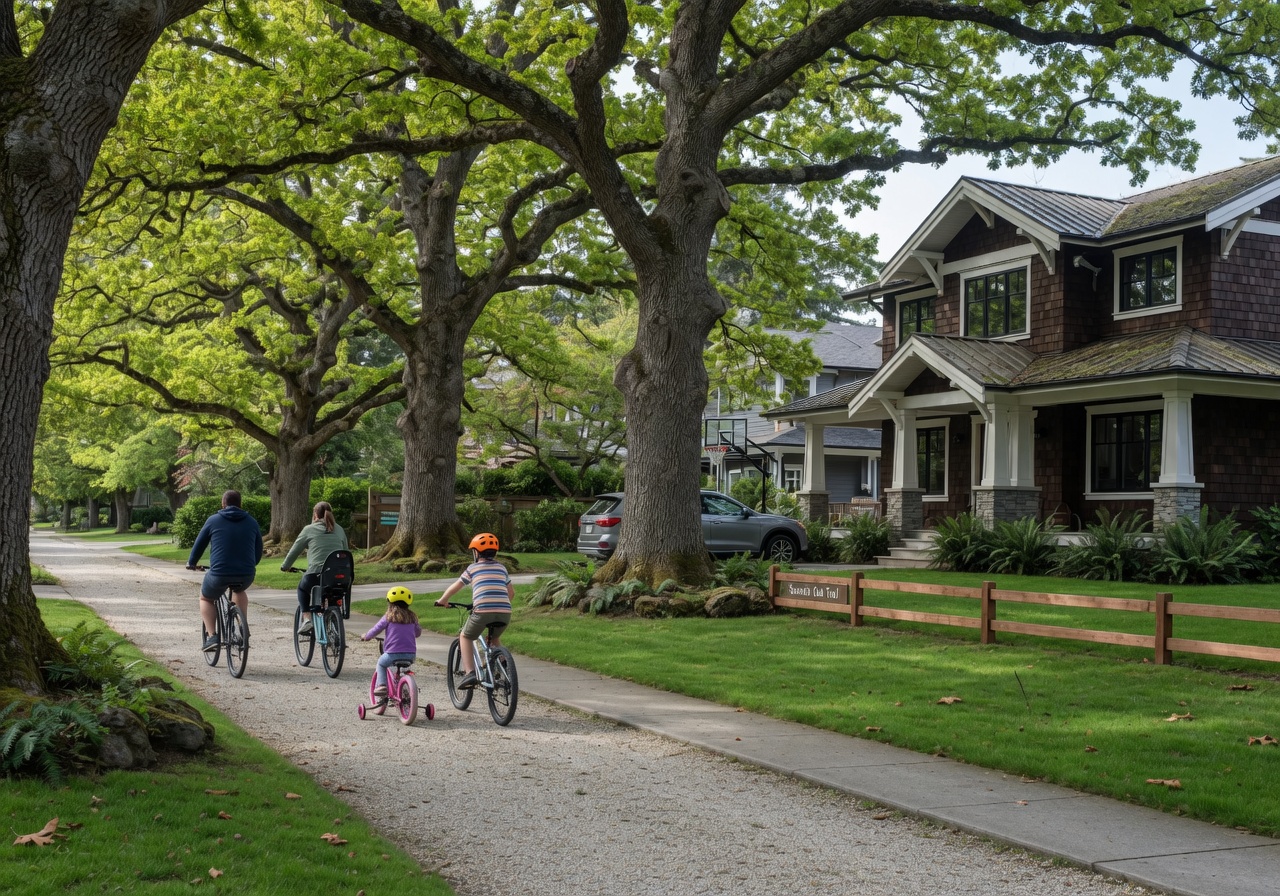Vibrant, clean avenue street in Langford