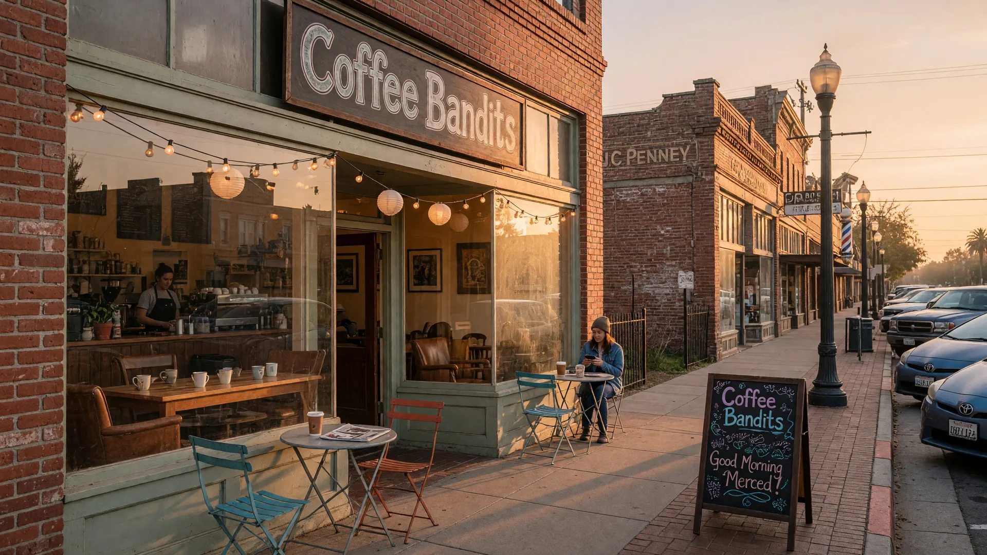 Coffee Bandits, a locally owned coffee shop on Main Street in downtown Merced
