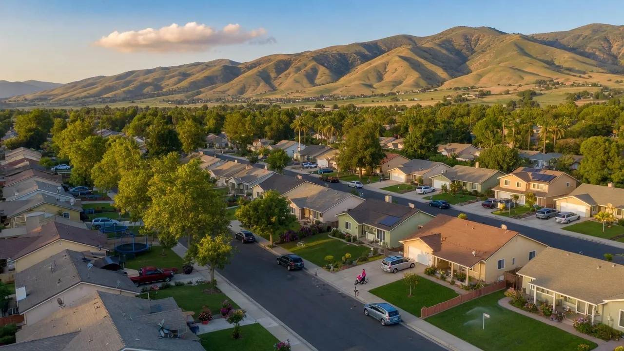 Merced County neighborhood aerial view