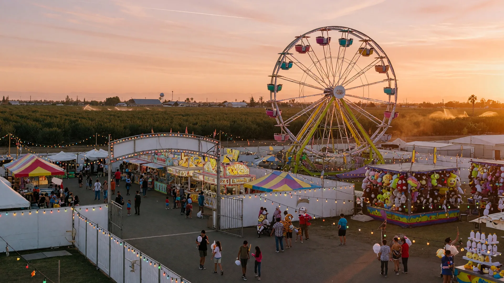 Turlock Fair Ferris wheel at golden hour