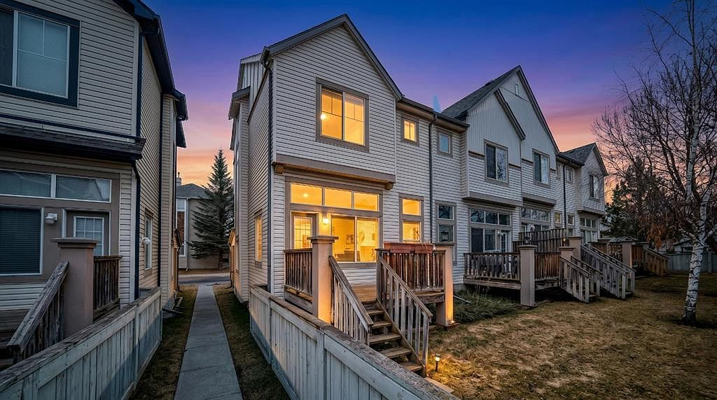 Townhouse backyard sunset