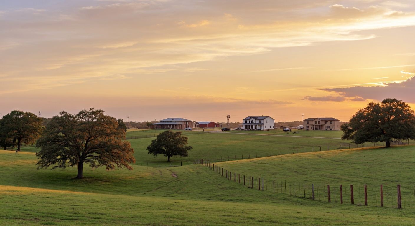 Green countryside landscape near Paris, Texas where new construction communities are growing