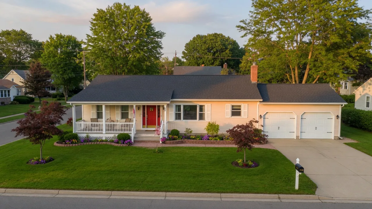 Exterior view of a home at 7432 River Road in Flushing, Michigan