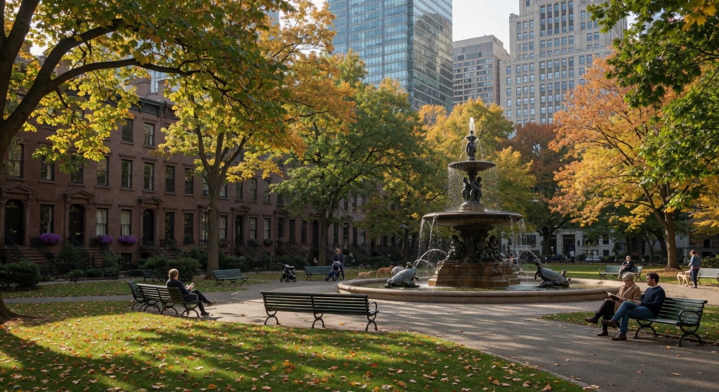 Cinematic shot of Rittenhouse Square Park