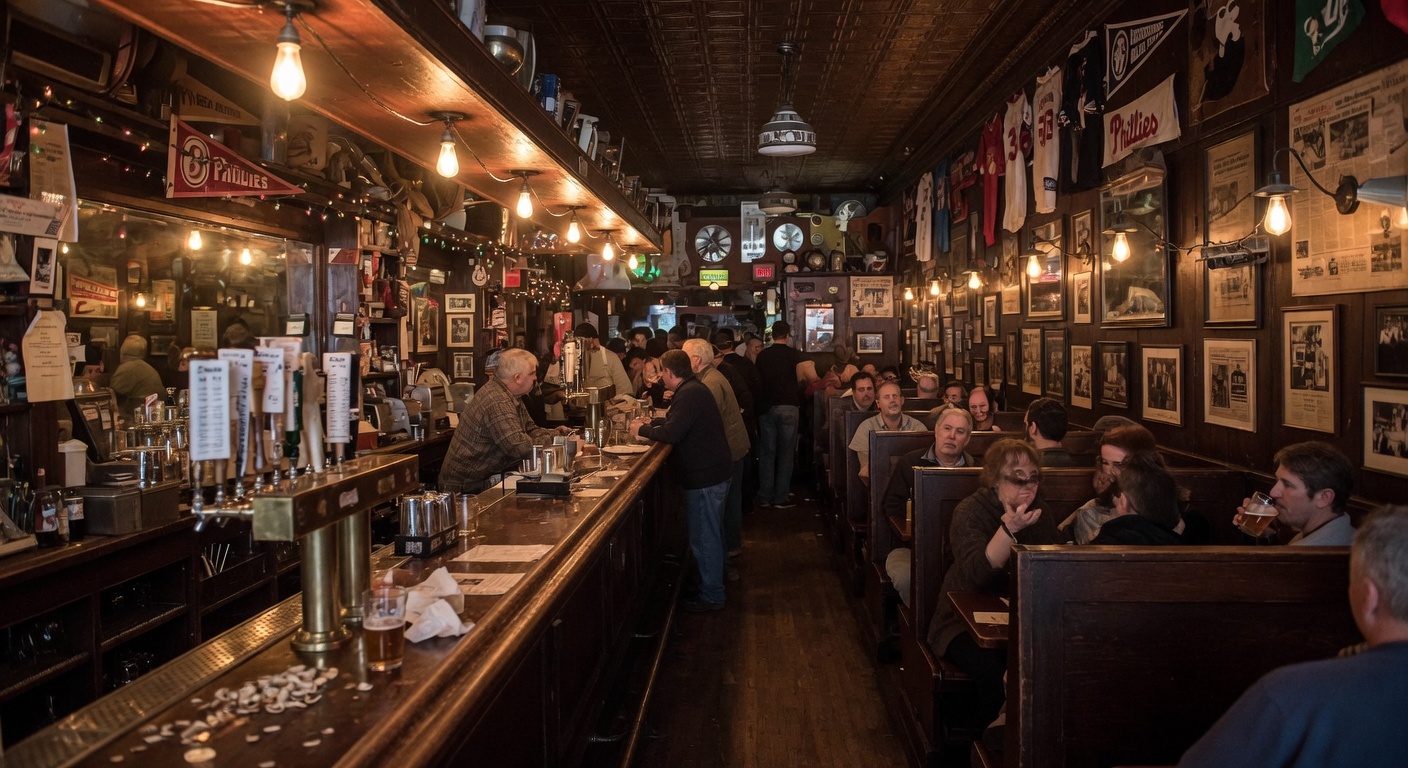 Cinematic photographic representation of McGillin's Olde Ale House