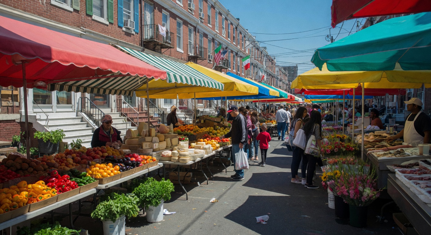 Cinematic photographic representation of The Italian Market Experience