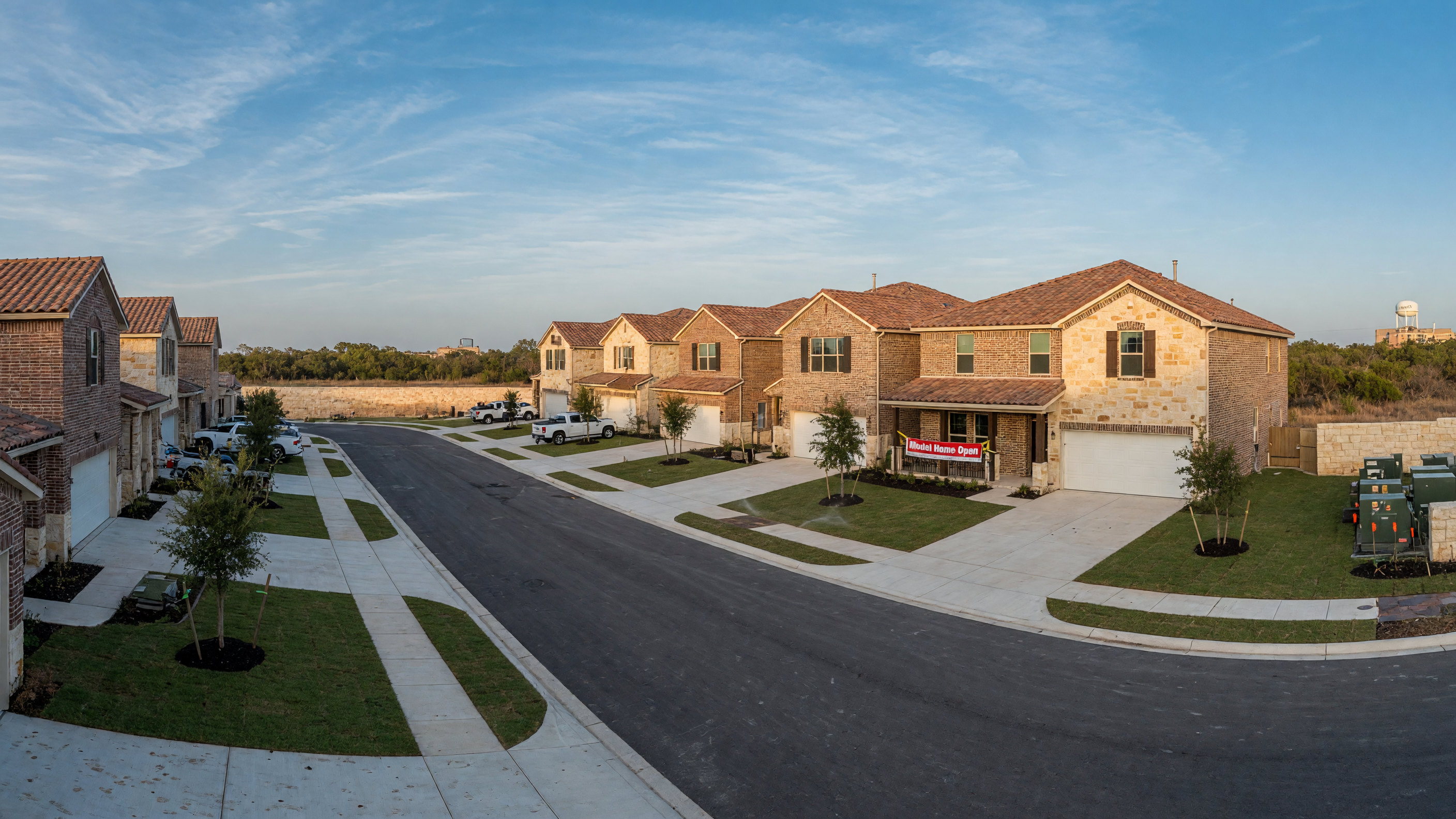 New construction homes in a San Antonio area neighborhood with modern architecture