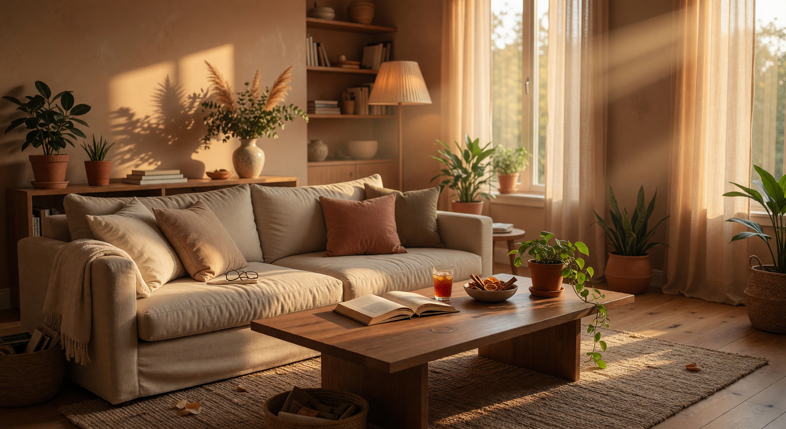 Real estate consultation in a warm, welcoming living room