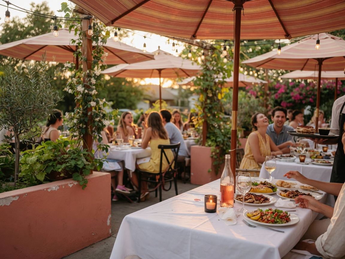 Outdoor dining scene in the San Gabriel Valley