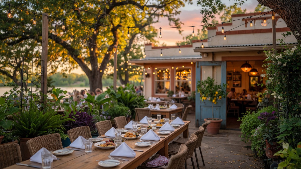 Charming outdoor dining patio in the Hickory Creek and Lake Lewisville area