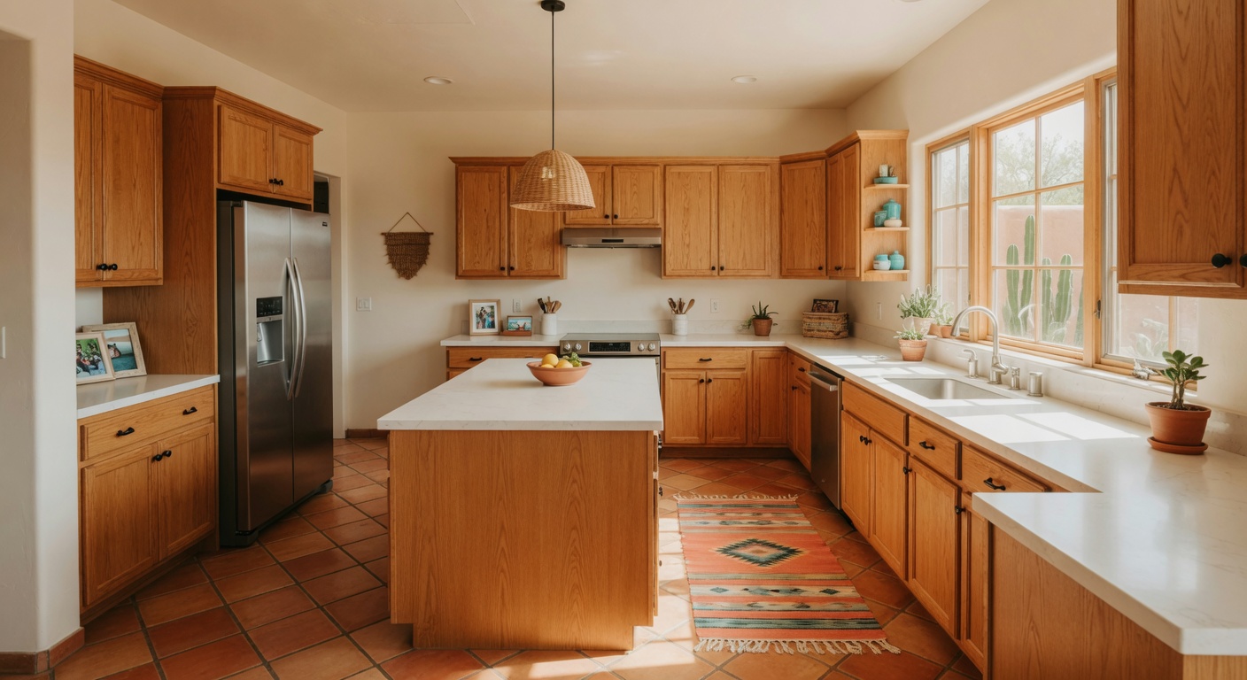 Southwestern neighborhood in Goodyear at golden hour with homes and desert landscape