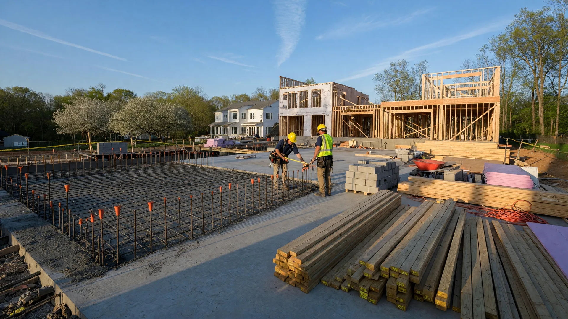 New construction foundation with exposed rebar at a Virginia building site — why inspections matter at every phase