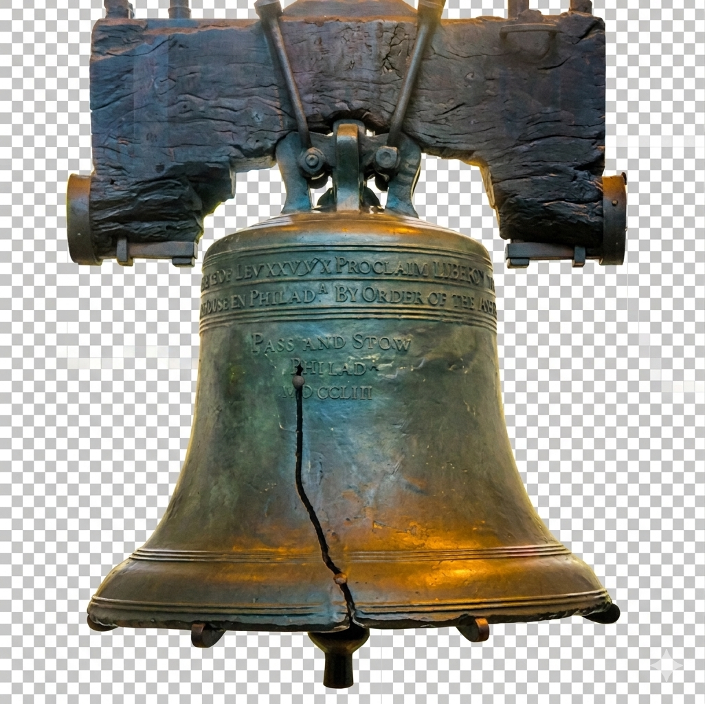 Liberty Bell graphic — symbol of Philadelphia nearby