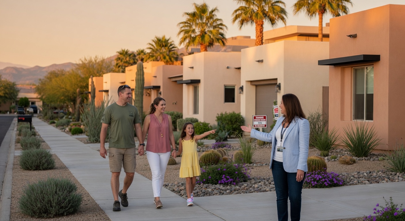 Military family looking at homes