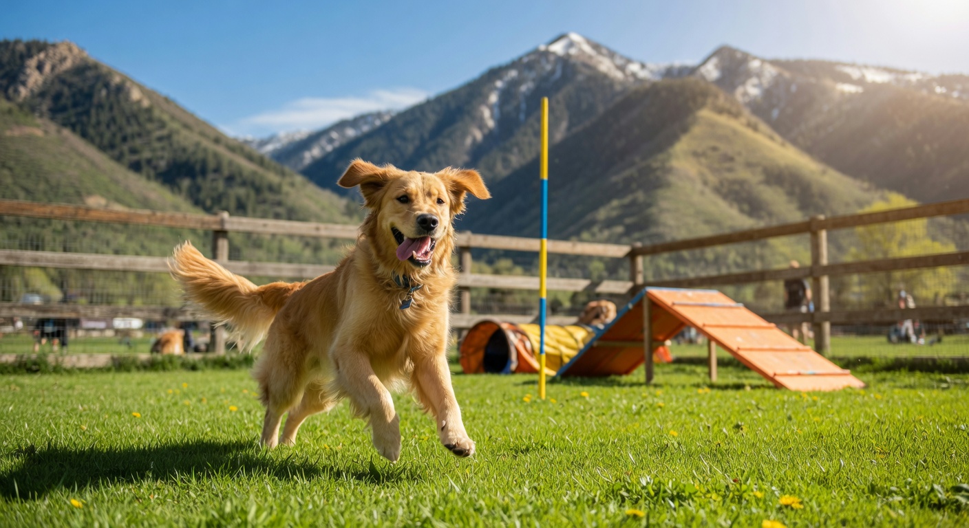 Dog enjoying a Wasatch Front dog park