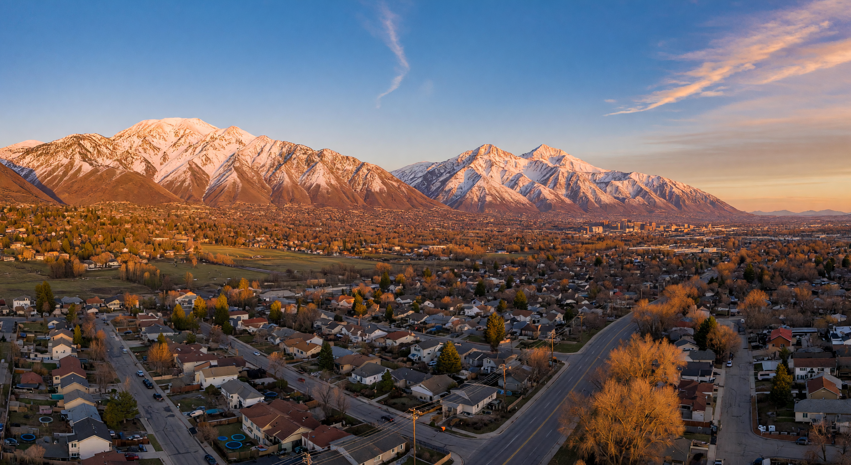 Wasatch Front mountain range at sunset