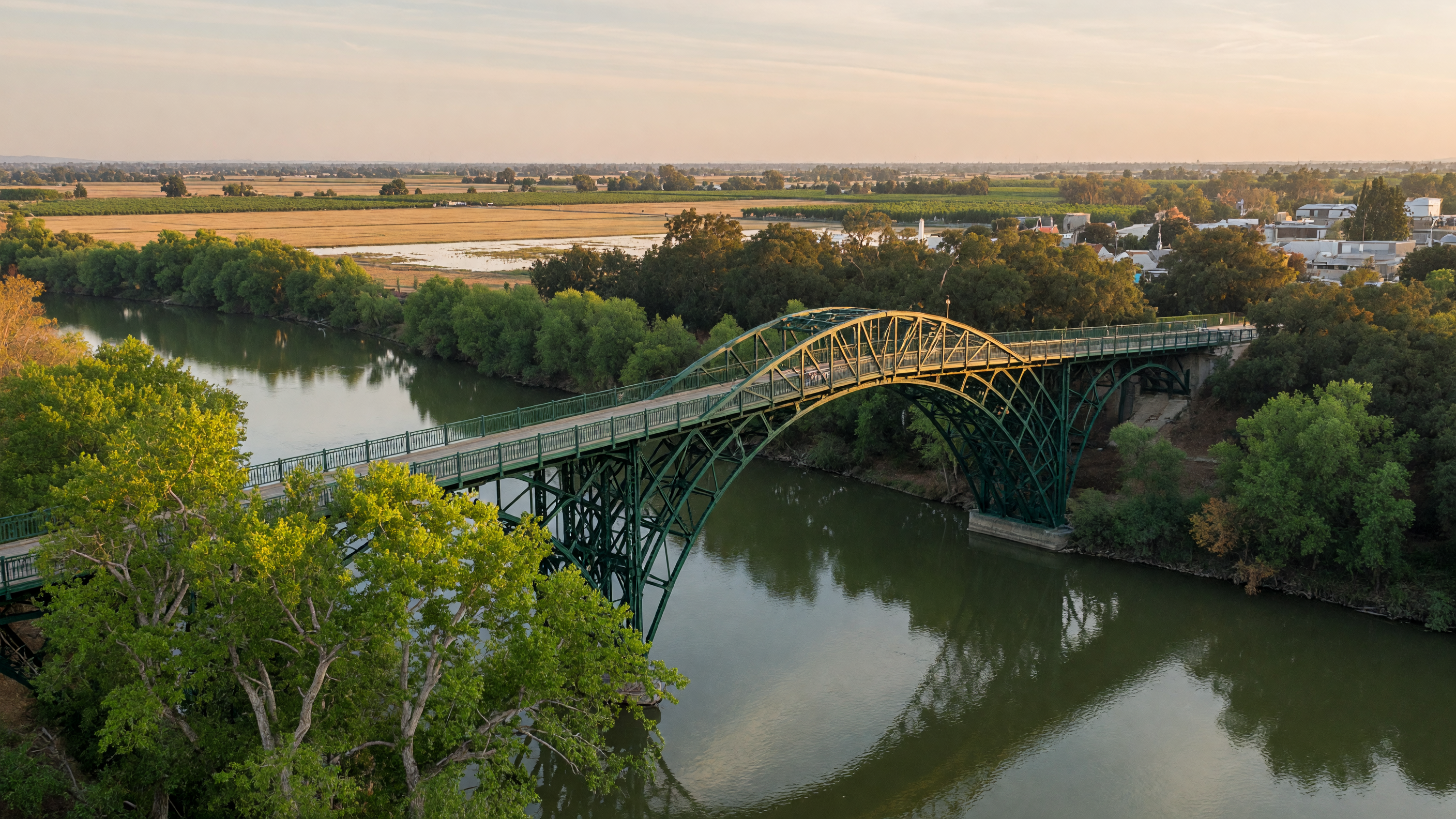 Historic bridge crossing the Feather River in Yuba City, Sutter County